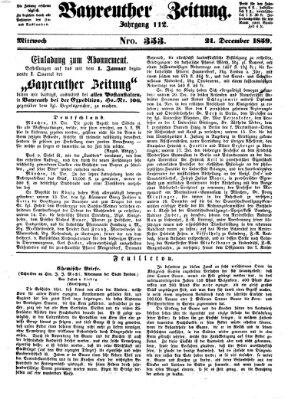 Bayreuther Zeitung Mittwoch 21. Dezember 1859