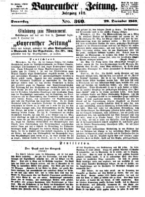 Bayreuther Zeitung Donnerstag 29. Dezember 1859