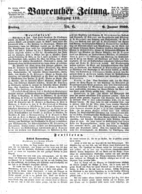 Bayreuther Zeitung Freitag 6. Januar 1860