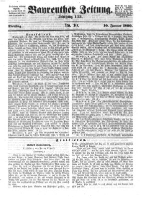 Bayreuther Zeitung Dienstag 10. Januar 1860