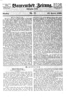 Bayreuther Zeitung Dienstag 17. Januar 1860