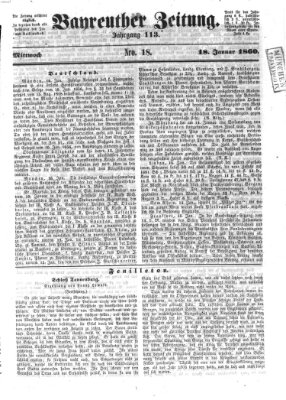 Bayreuther Zeitung Mittwoch 18. Januar 1860