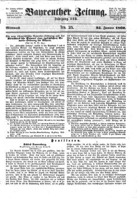 Bayreuther Zeitung Mittwoch 25. Januar 1860