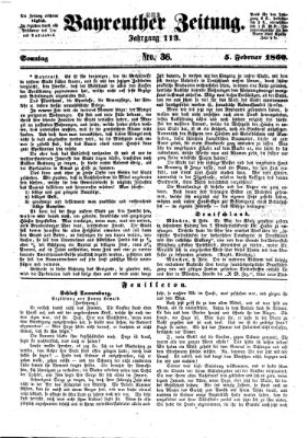 Bayreuther Zeitung Sonntag 5. Februar 1860