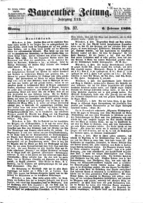 Bayreuther Zeitung Montag 6. Februar 1860