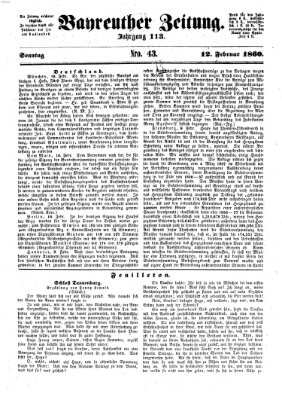 Bayreuther Zeitung Sonntag 12. Februar 1860