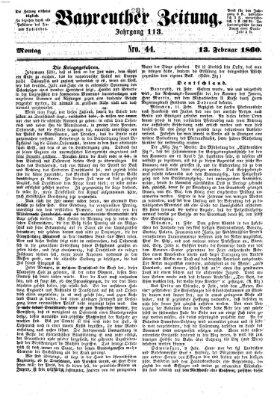 Bayreuther Zeitung Montag 13. Februar 1860