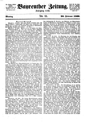 Bayreuther Zeitung Montag 20. Februar 1860