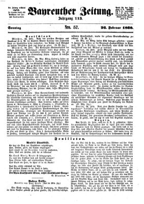 Bayreuther Zeitung Sonntag 26. Februar 1860