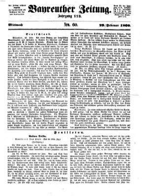 Bayreuther Zeitung Mittwoch 29. Februar 1860