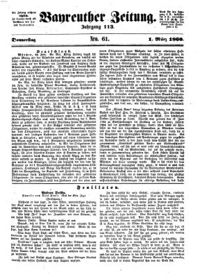 Bayreuther Zeitung Donnerstag 1. März 1860