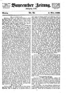 Bayreuther Zeitung Montag 5. März 1860