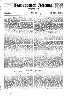 Bayreuther Zeitung Dienstag 13. März 1860