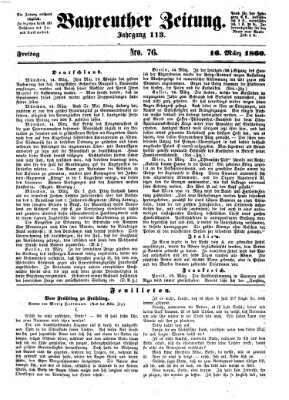 Bayreuther Zeitung Freitag 16. März 1860