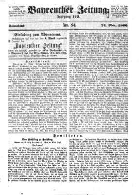 Bayreuther Zeitung Samstag 24. März 1860