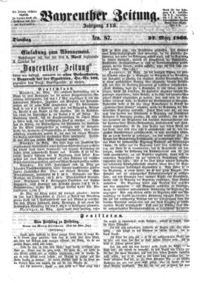 Bayreuther Zeitung Dienstag 27. März 1860