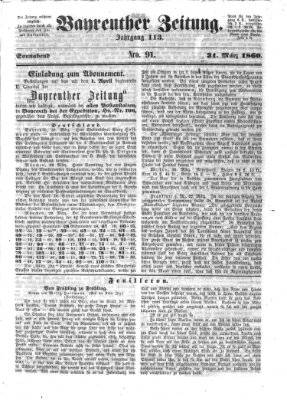 Bayreuther Zeitung Samstag 31. März 1860