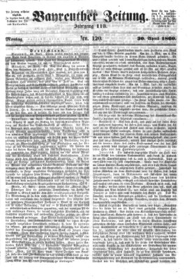 Bayreuther Zeitung Montag 30. April 1860