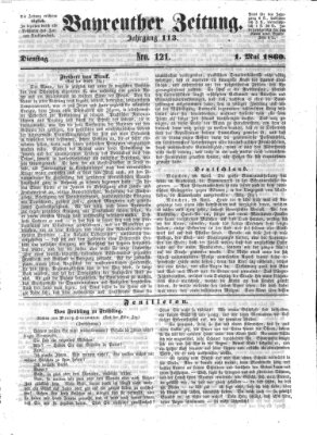 Bayreuther Zeitung Dienstag 1. Mai 1860