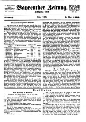 Bayreuther Zeitung Mittwoch 9. Mai 1860