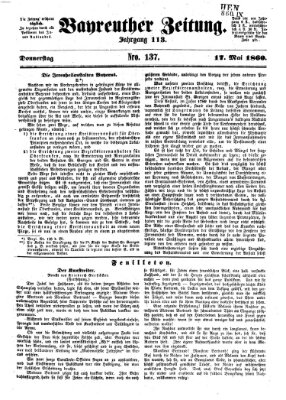 Bayreuther Zeitung Donnerstag 17. Mai 1860