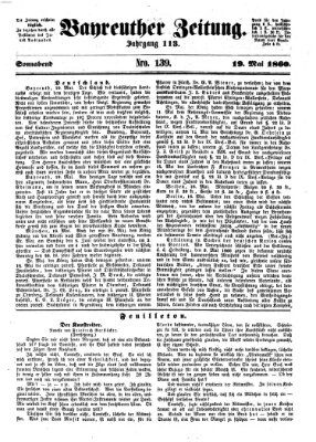 Bayreuther Zeitung Samstag 19. Mai 1860