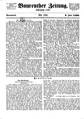 Bayreuther Zeitung Samstag 2. Juni 1860