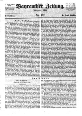 Bayreuther Zeitung Donnerstag 7. Juni 1860