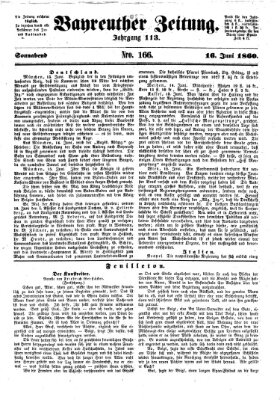 Bayreuther Zeitung Samstag 16. Juni 1860