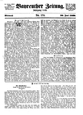 Bayreuther Zeitung Mittwoch 20. Juni 1860