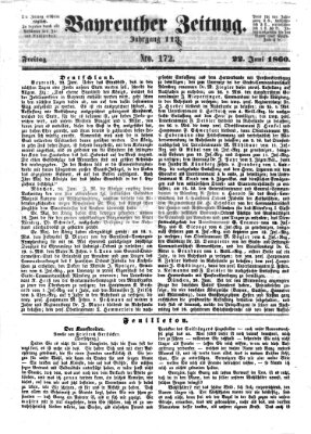 Bayreuther Zeitung Freitag 22. Juni 1860