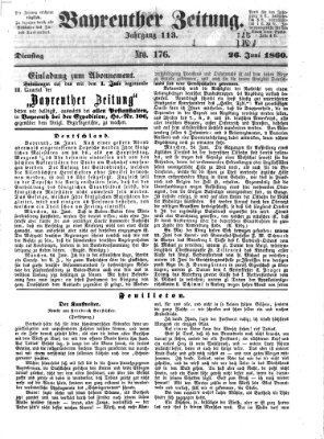 Bayreuther Zeitung Dienstag 26. Juni 1860