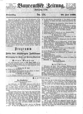 Bayreuther Zeitung Donnerstag 28. Juni 1860