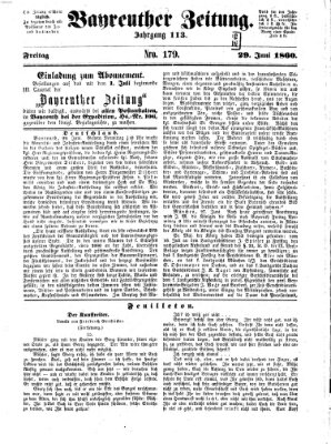 Bayreuther Zeitung Freitag 29. Juni 1860