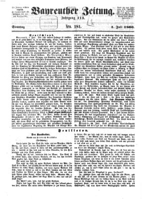 Bayreuther Zeitung Sonntag 1. Juli 1860