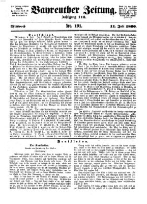 Bayreuther Zeitung Mittwoch 11. Juli 1860