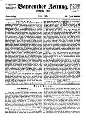 Bayreuther Zeitung Donnerstag 12. Juli 1860