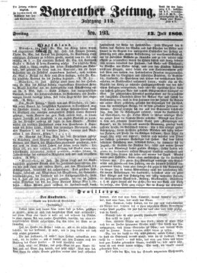 Bayreuther Zeitung Freitag 13. Juli 1860