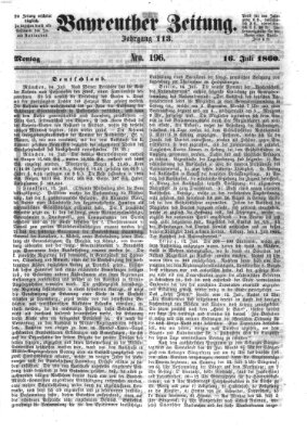 Bayreuther Zeitung Montag 16. Juli 1860