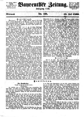 Bayreuther Zeitung Mittwoch 18. Juli 1860