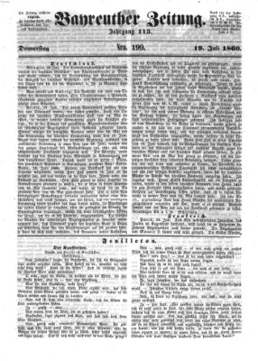 Bayreuther Zeitung Donnerstag 19. Juli 1860