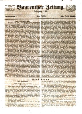 Bayreuther Zeitung Samstag 28. Juli 1860