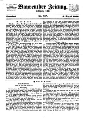 Bayreuther Zeitung Samstag 4. August 1860