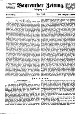 Bayreuther Zeitung Donnerstag 16. August 1860