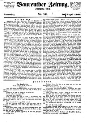 Bayreuther Zeitung Donnerstag 30. August 1860