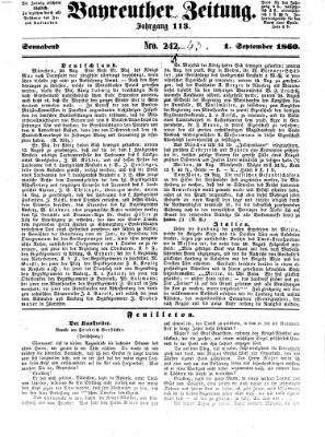 Bayreuther Zeitung Samstag 1. September 1860