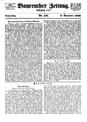 Bayreuther Zeitung Donnerstag 6. September 1860