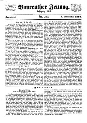 Bayreuther Zeitung Samstag 8. September 1860