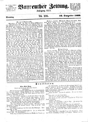 Bayreuther Zeitung Sonntag 16. September 1860