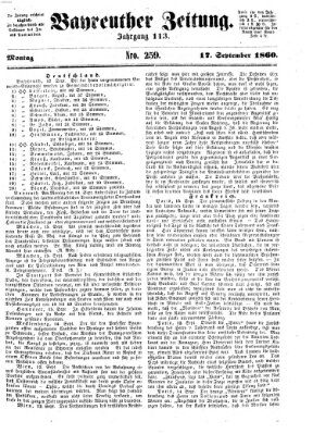 Bayreuther Zeitung Montag 17. September 1860